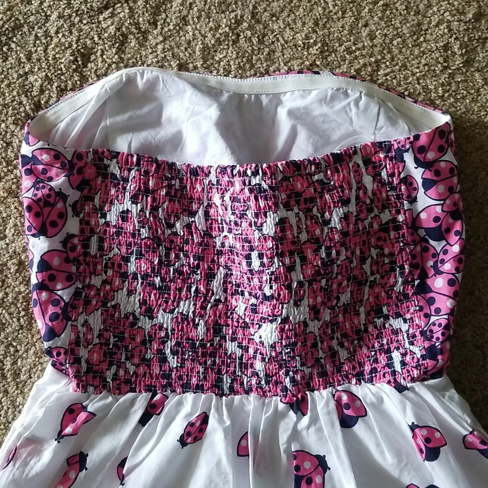Lilly Pulitzer Felicity Resort White Ladybug Garden Strapless Dress SIZE 8 - Picture 5 of 7